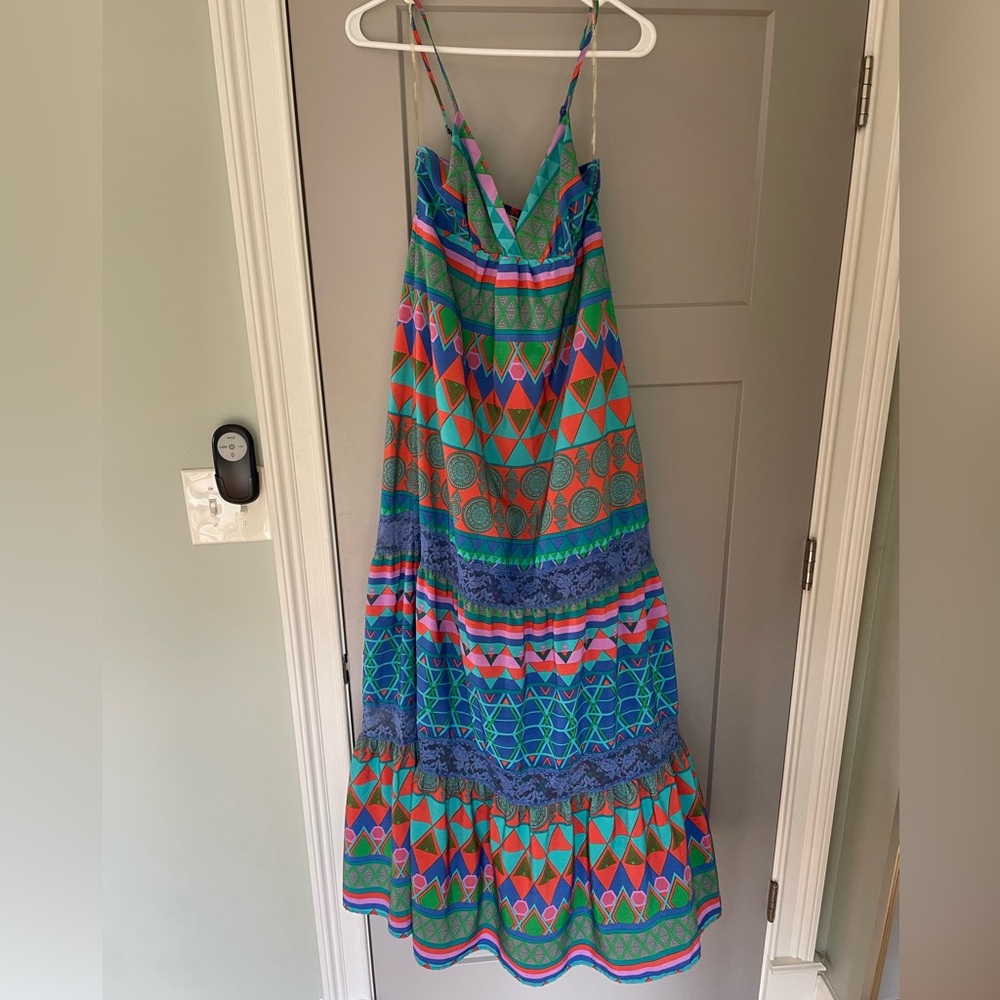 Flying Tomato V-Neck Maxi Lace-Tiered Dress size medium